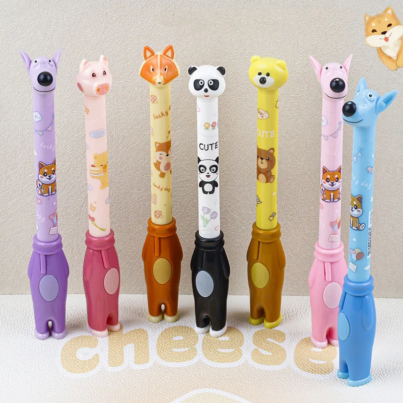 

24 pcs/lot Creative Animal Standing Gel Pen Cute 0.5mm Black Ink Neutral Pens For Writing Office School Supplies