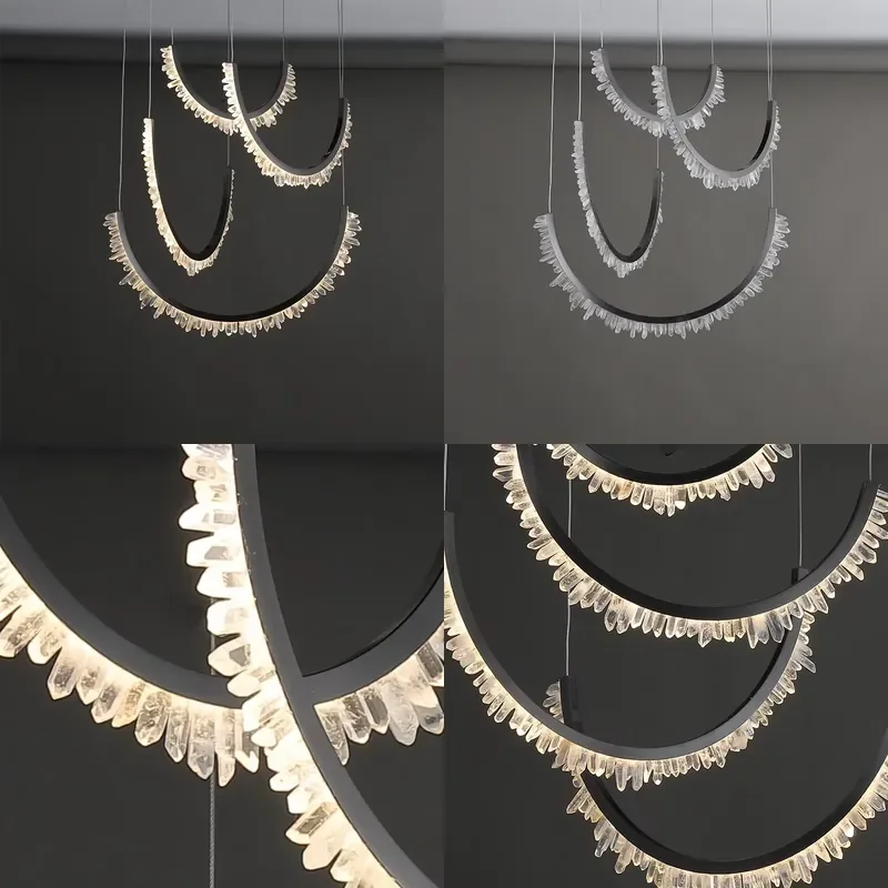 Luxury Simple Crystal Ceiling Light Creative Loft Designer Natural Chandelier High End Living Room Lamp