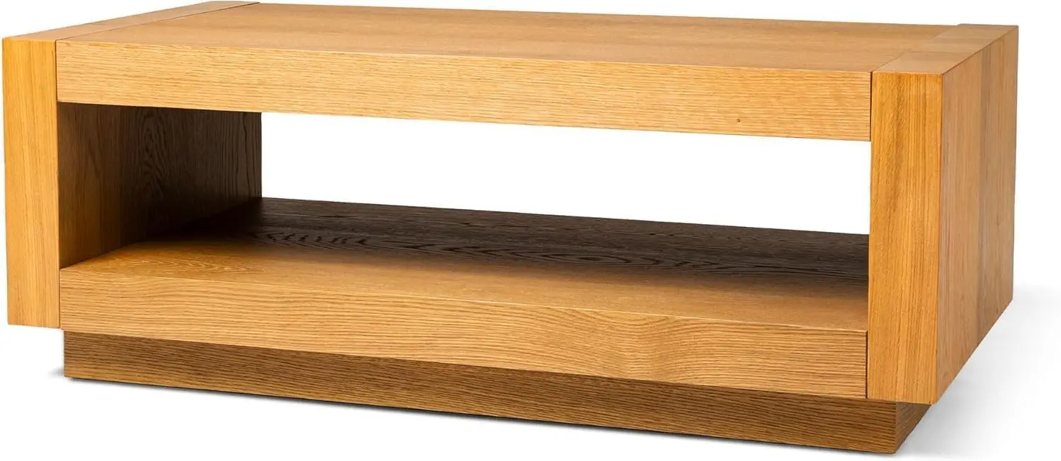 

Coffee Table – 18 Inch Rectangle Table With Storage – Natural Solid Wood – Ideal For Living Room And Lounge