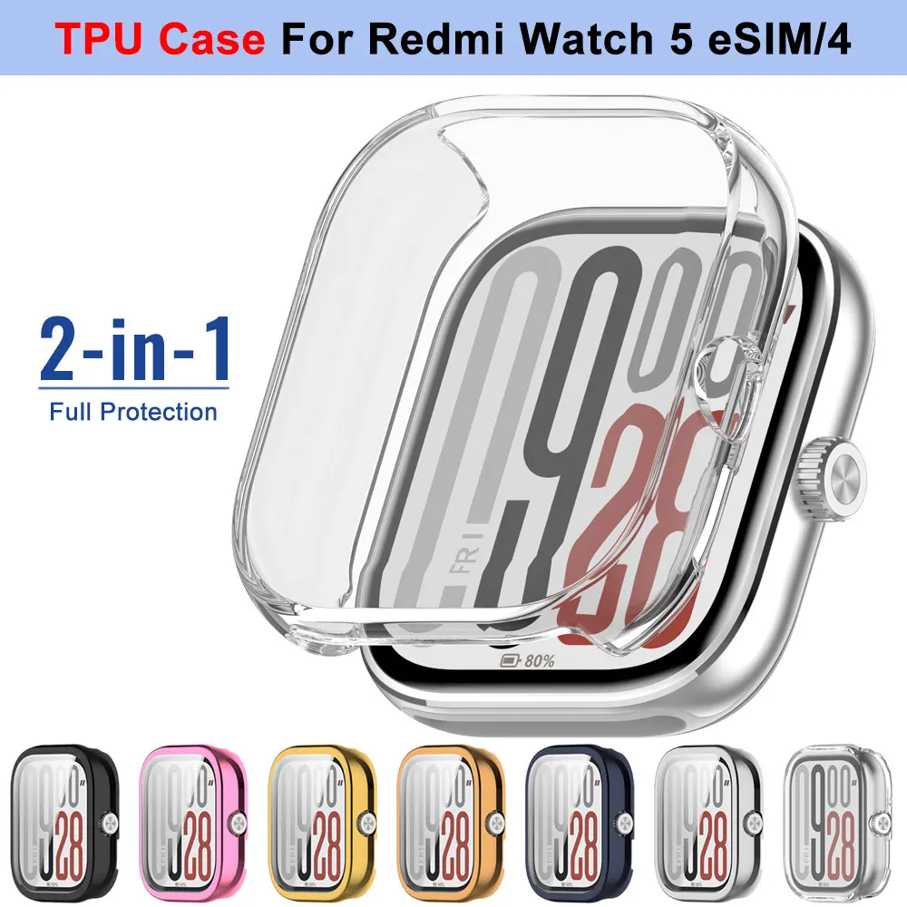 Funda suave de TPU para Xiaomi Redmi Watch 5, accesorios, marco protector de pantalla, carcasa protectora para Redmi Watch4
