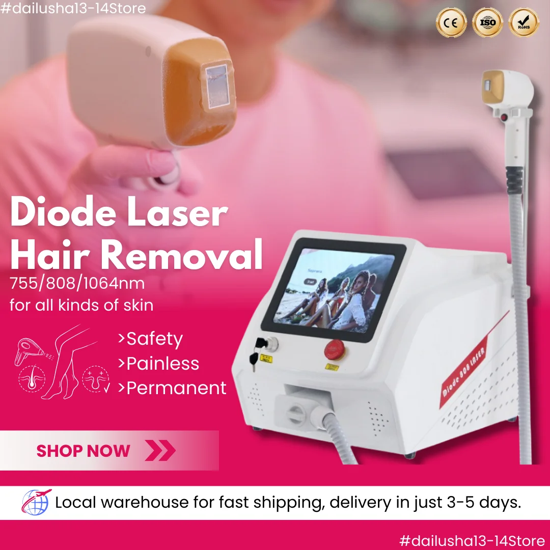 

Diode Laser Hair Removal Machine Triple Wave Ice Titanium 755 808 1064nm Skin Cool Painless Permanent Hair Removal Device