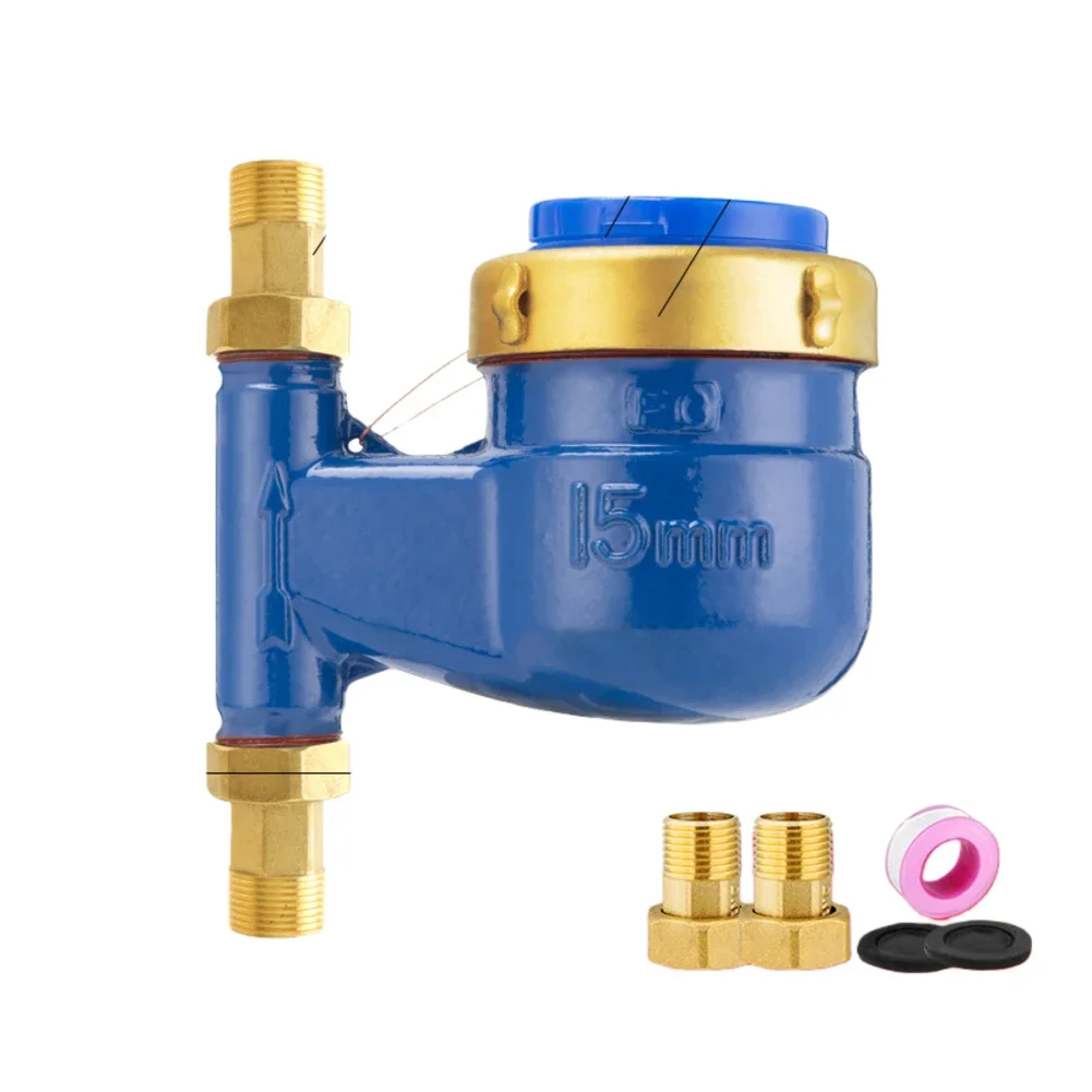 

Vertical Water Meter Copper Covered with Accurate Measurement and Dustproof Cover for Household DN15 DN20 DN25
