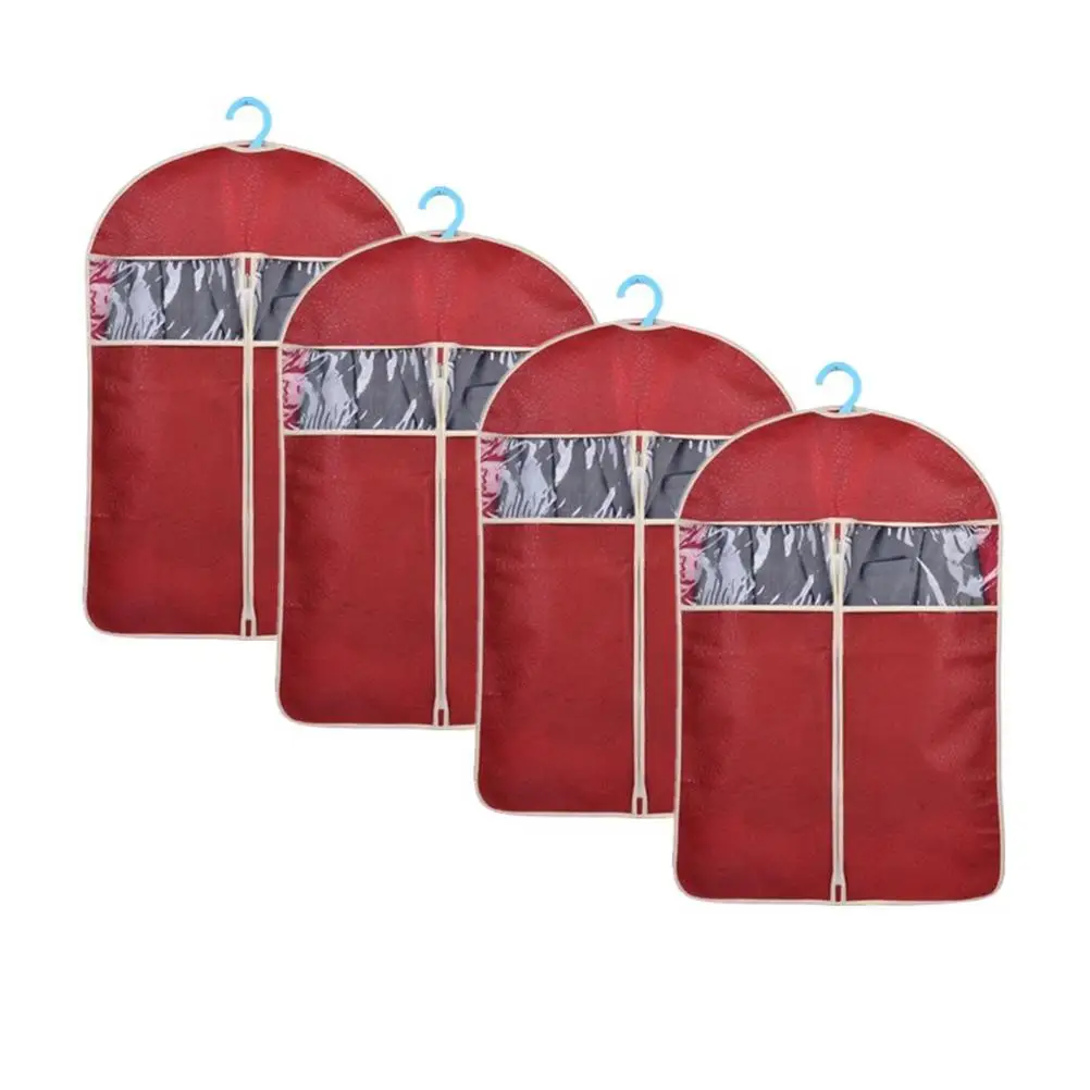 

High-end Embossing Clothes Cover Suit Storage Bag Garment Organizer Protector Case Size S (Dark Red)