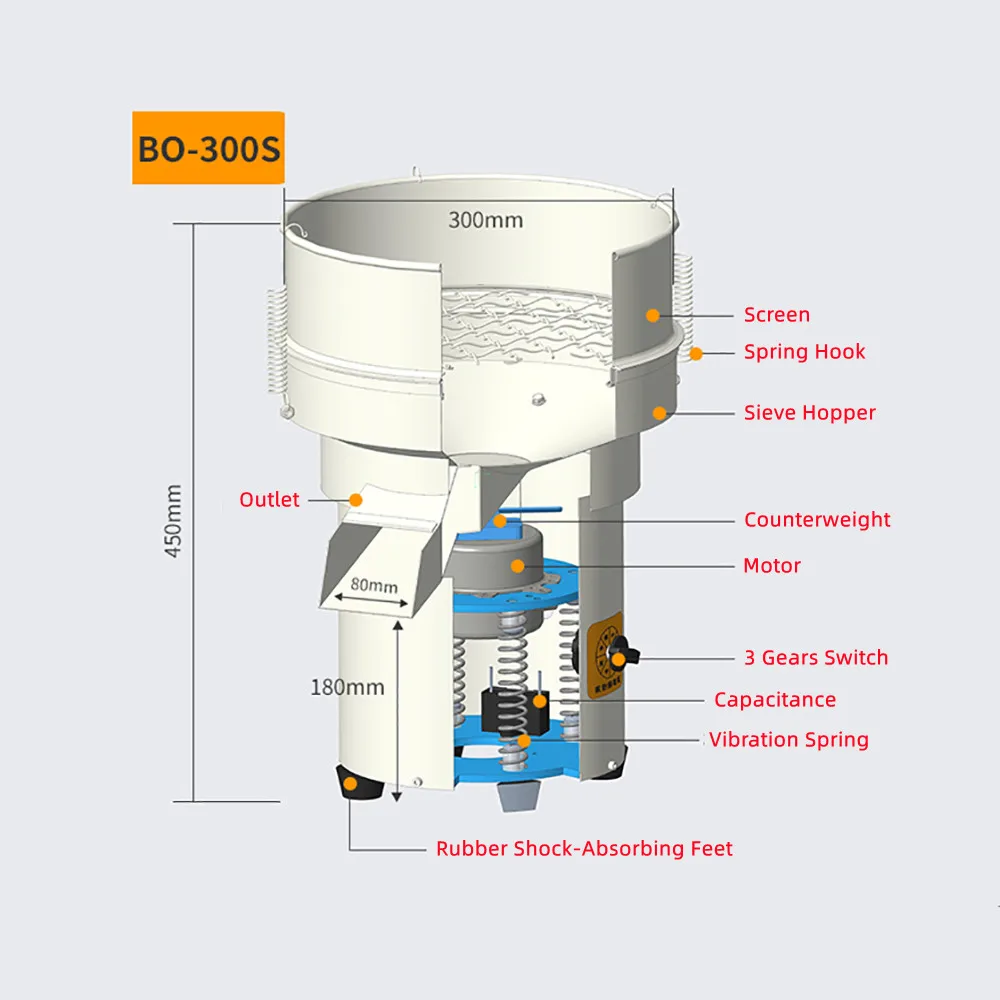 220V Electric Vibrating Screen Powder Filter Vibration Screening Machine Stainless Steel Diameter 30MM Sieve Optional Aperture