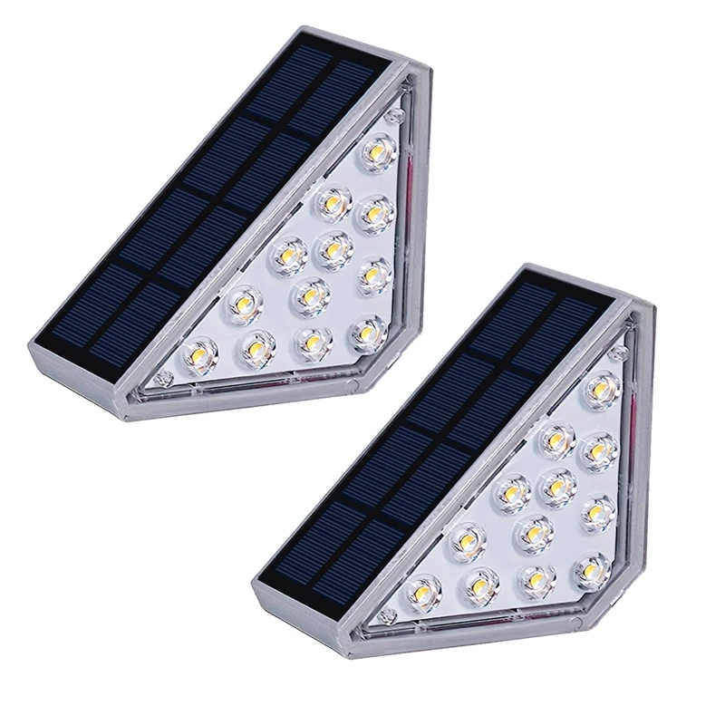 2Piece LED Solar Stair Light Waterproof Solar Landscape Light For Outdoor Courtyard Wall Light Constant Light