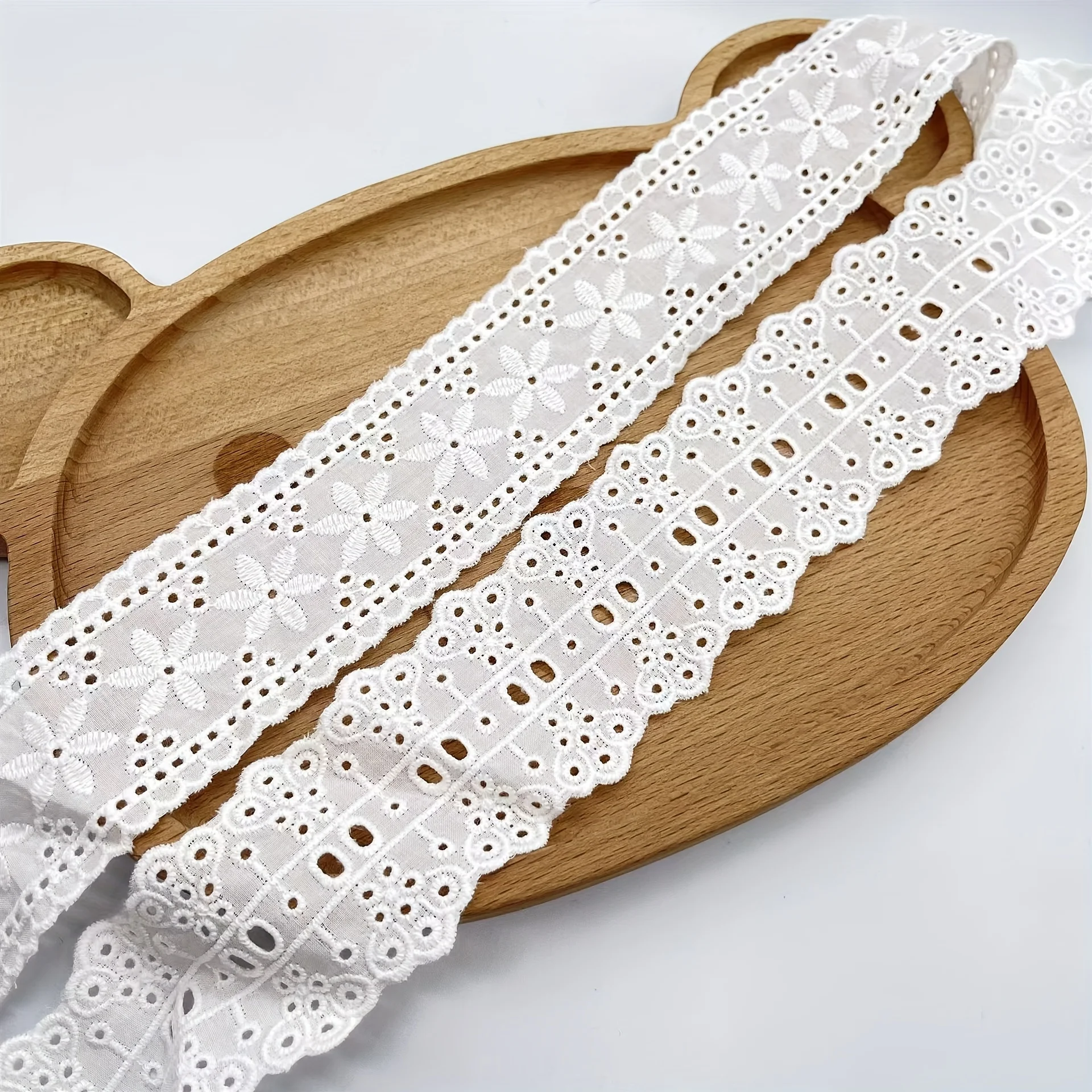 1 yard double perforated can be worn ribbon embroidery floral European style DIY lace accessories
