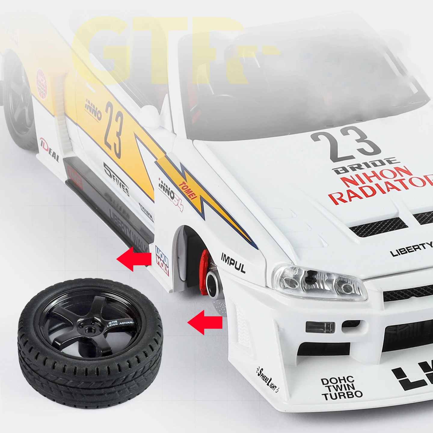 1:18 GTR R34 Skylin S15 LBWK Modello di auto in lega Suono Luce Tirare indietro Giocattolo per bambini Da collezione Regalo di compleanno