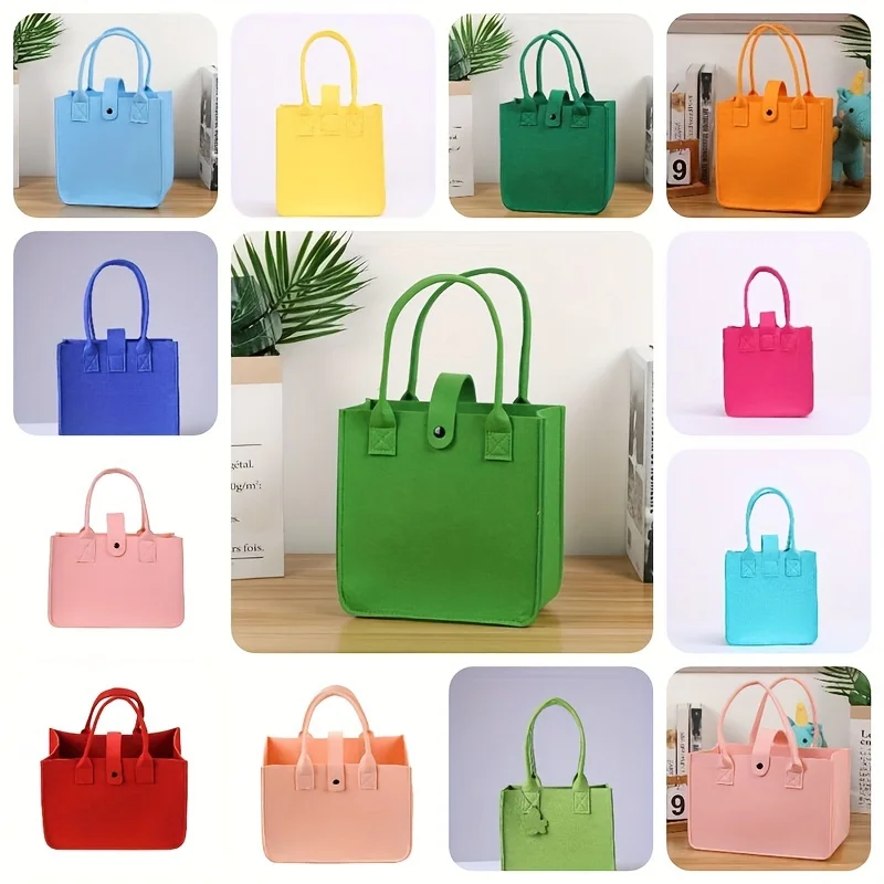 1pcs Thickened Felt Handbag Shopping Bag Mommy Bag Felt Package Solid Color Handbag Gift Fashionable Outdoors Storage Bag