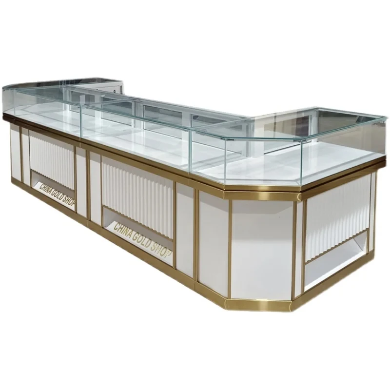 custom.Commercial Luxury Modern Attractive Frameless Glass Showcase Jewelry with Customizable Color &