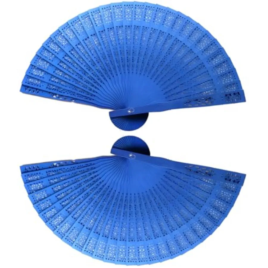 Foldable Hand Fan and Fans Handheld - 2-Pack Chinese Vintage Folding Fans with Sandalwood Scent, Hollow Carving for Wedding/Bir