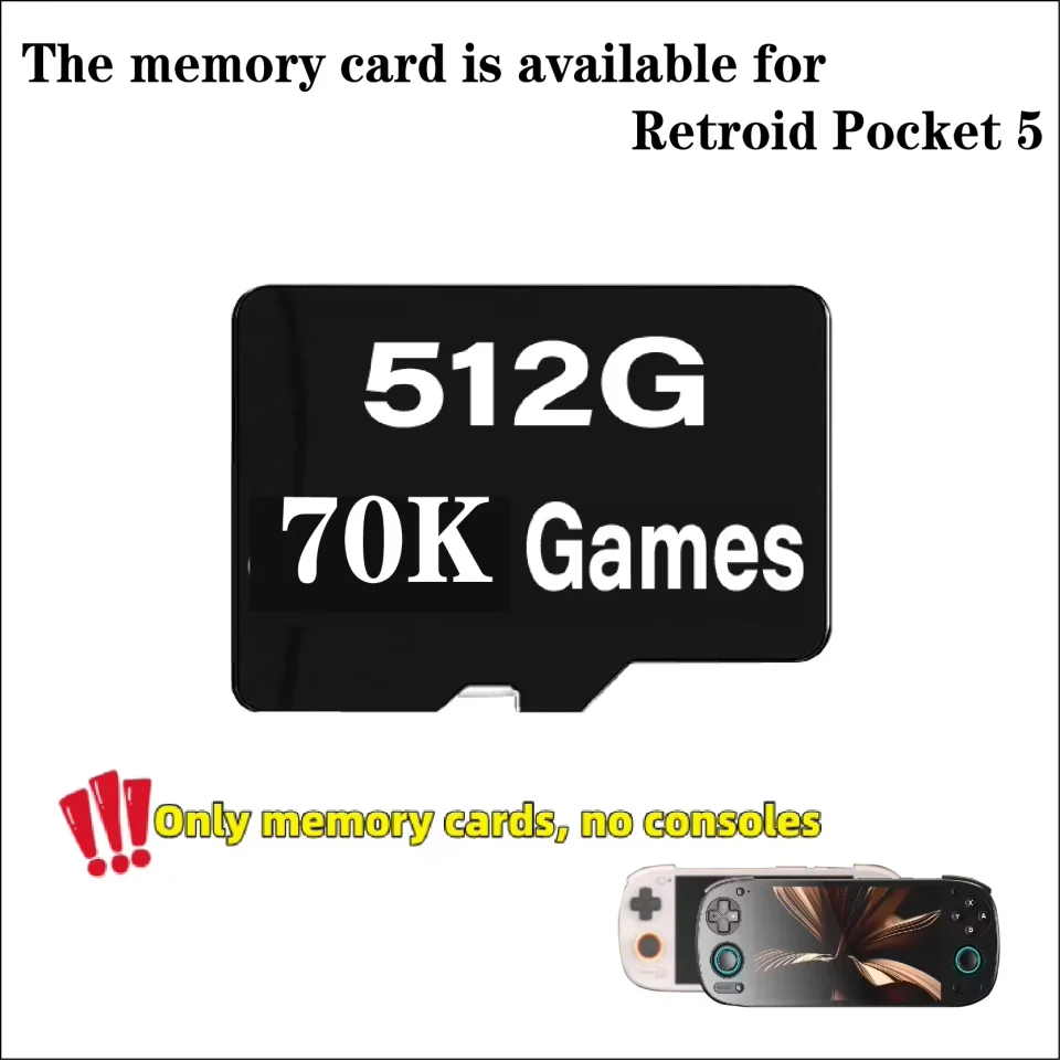 For Retroid Pocket 5 Game Memory TF Card All Emulator Pre-install Retro Games More PS2 PSP Portable Handheld High Speed 512GCard