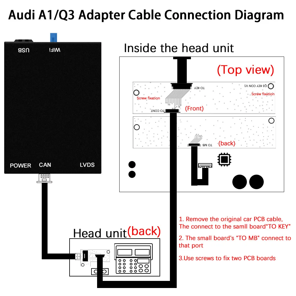 fit for original car screen upgrade wireless carplay/Android Auto decoder suitable for Audi A1/Q3 MMI2G screen projection