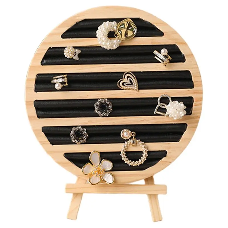 

Wood Round Shape Jewelry Tray Ring Earrings Bracelet Display Plate Jewellery Storage Stand Counter Props