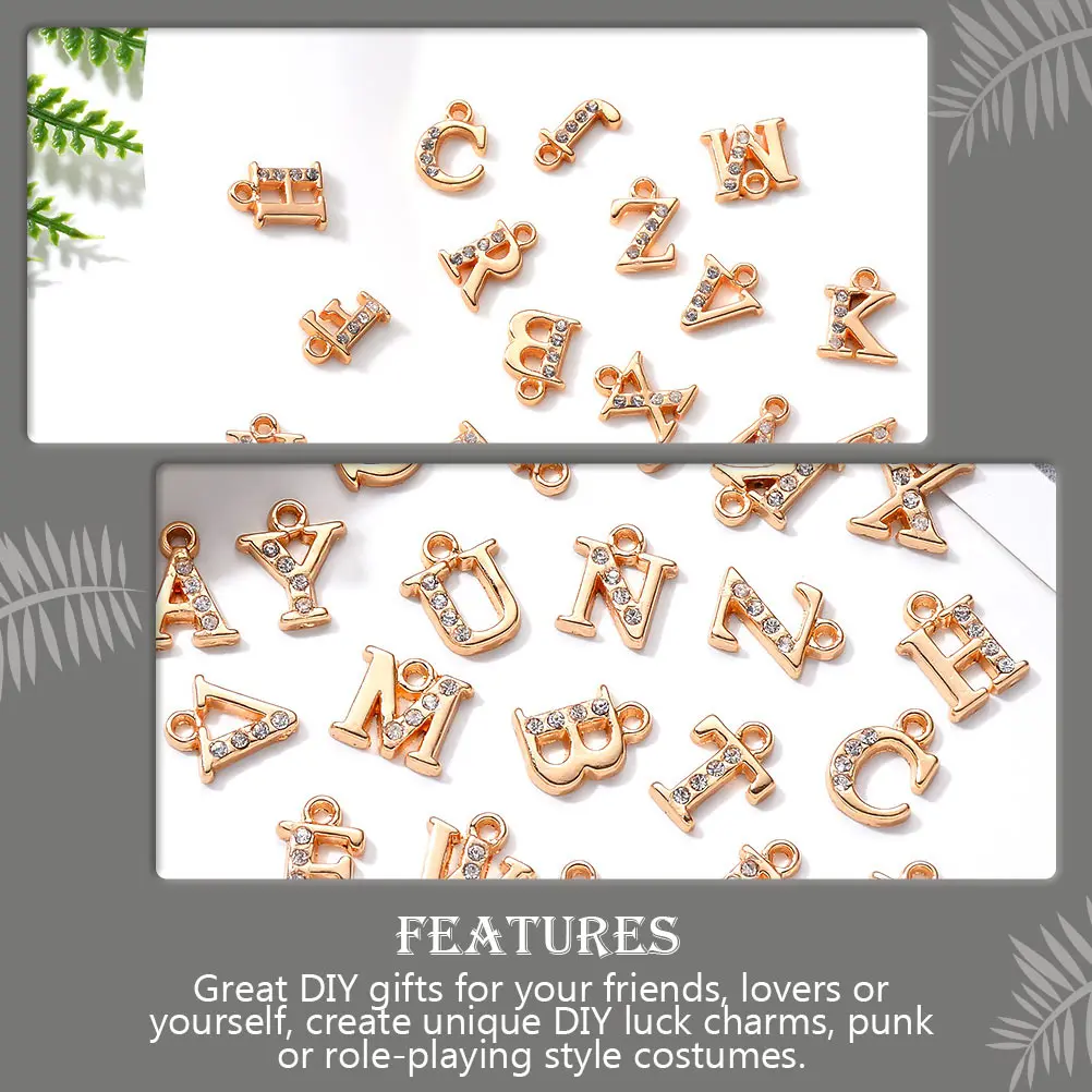 

26 Pcs Letter Pendant Alphabet Charms DIY Decoration Vintage Pendants Rhinestones Exquisite