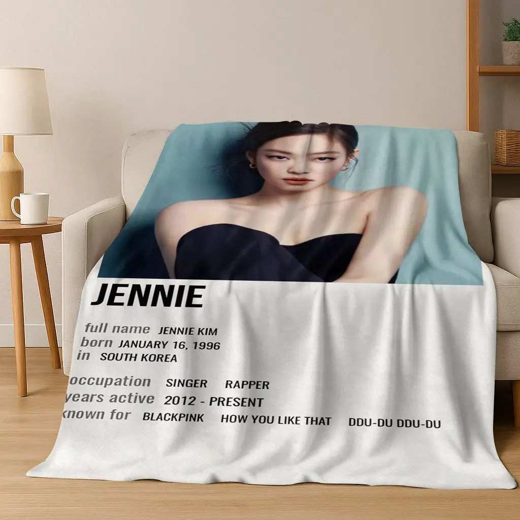 ثلاثية الأبعاد جيني كيم Kpop B-أسود الوردي المغني ستار الفانيلا بطانية لينة رمي بطانية للسرير غرفة نوم غرفة المعيشة السفر نزهة هدية #3