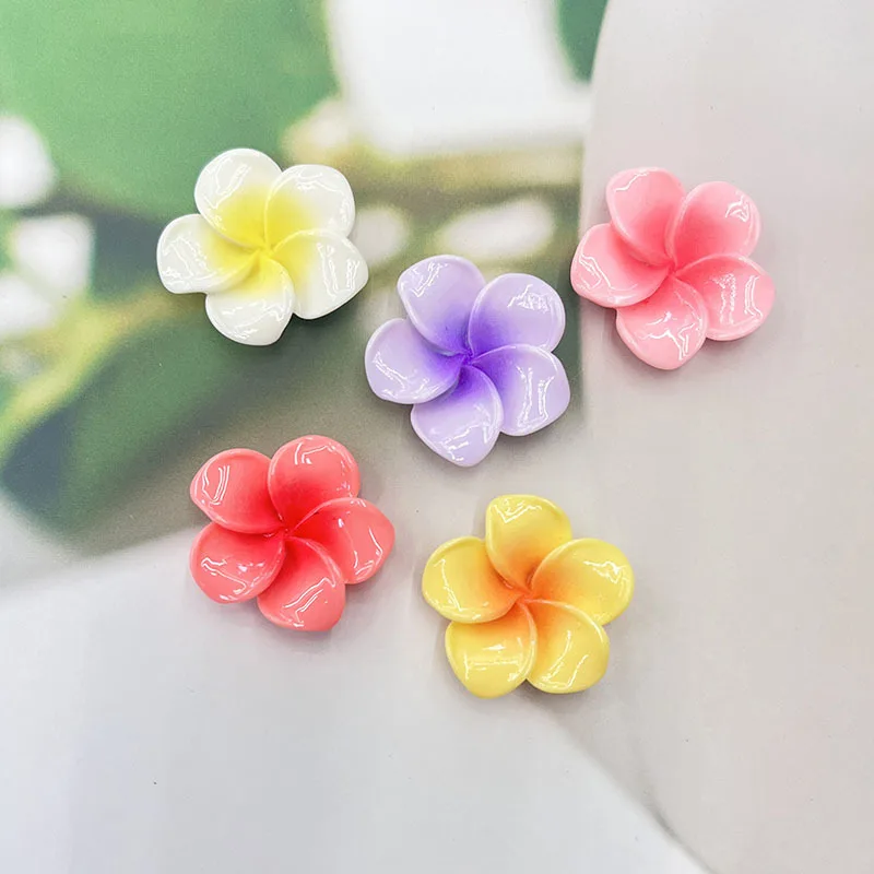 

6Pcs Fresh and Cute Plumeria Resin DIY Accessories Hair Clips Cream Clay Flowers Phone Case Decorations Colorful Fridge Magnets