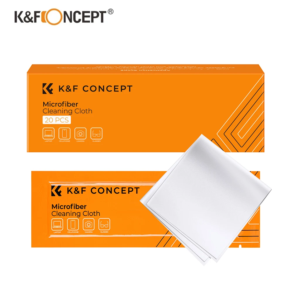 

K&F Concept 20Pack 15x15cm Individually Vacuum Wrapped Microfiber Cleaning Cloths for DSLR Camera Lens Glasses Phones LCD Screen