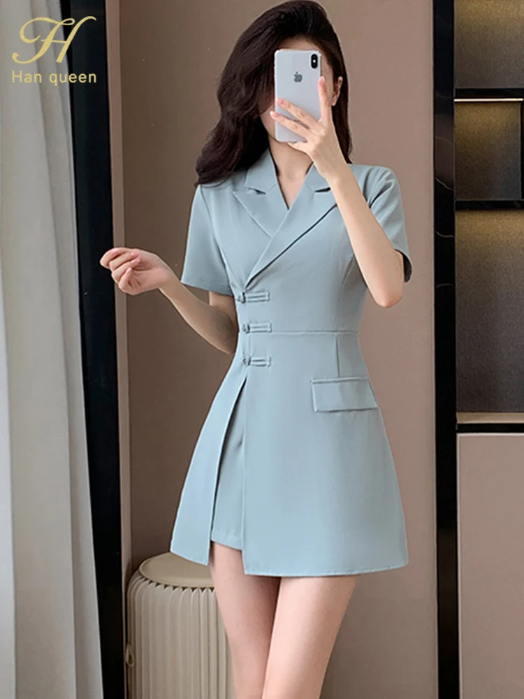 H Han Queen Summer Clothes Women 2024 Short Sets Women 2 Piece Outfit Simple Short Sleeve Tops + Shorts Korean Style Pants Sets