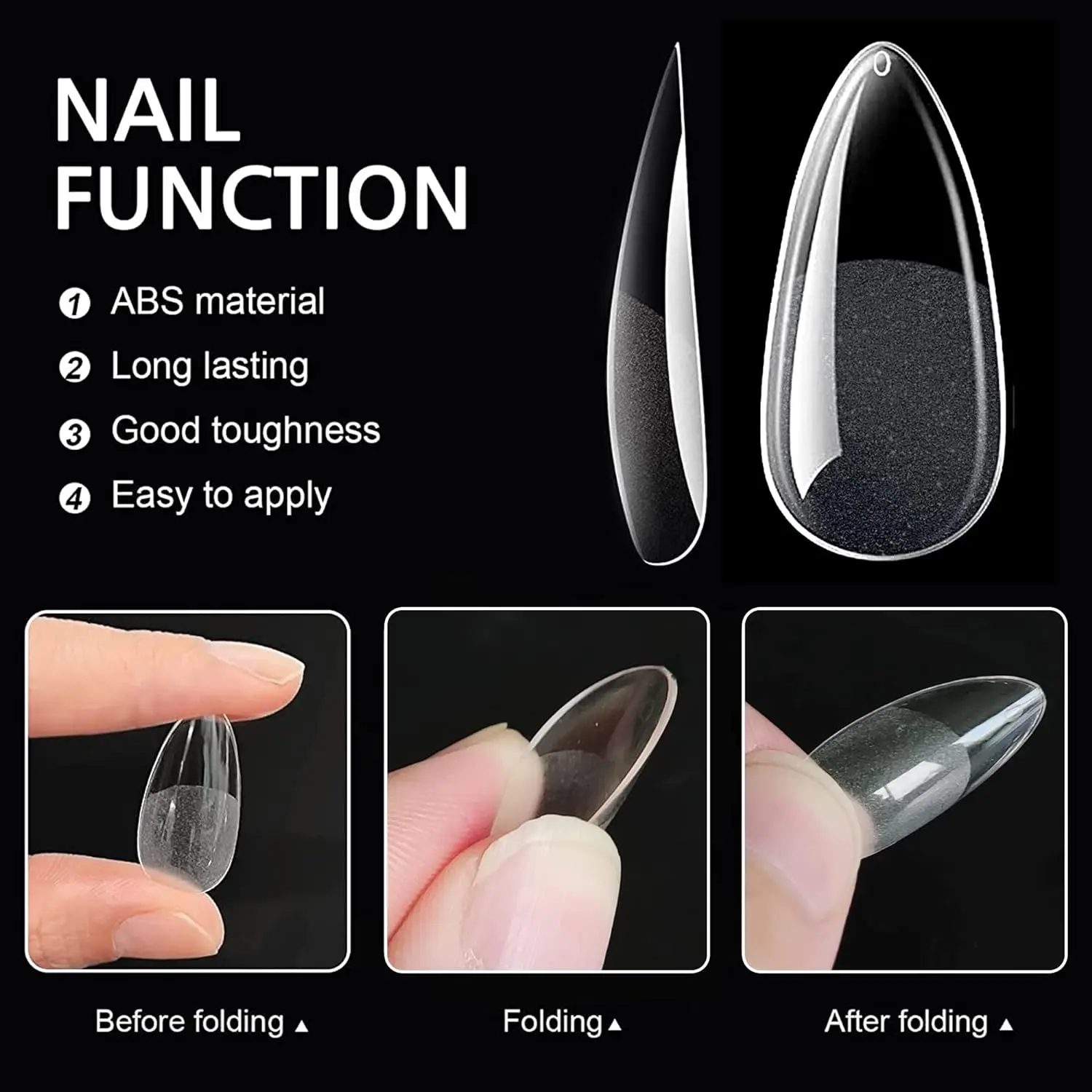 120PCS Clear Half Frosted Nails Tip Almond Acrylic Fake Nails Full Cover Artificial Nail Tips For Nail Salons and Nail Extension