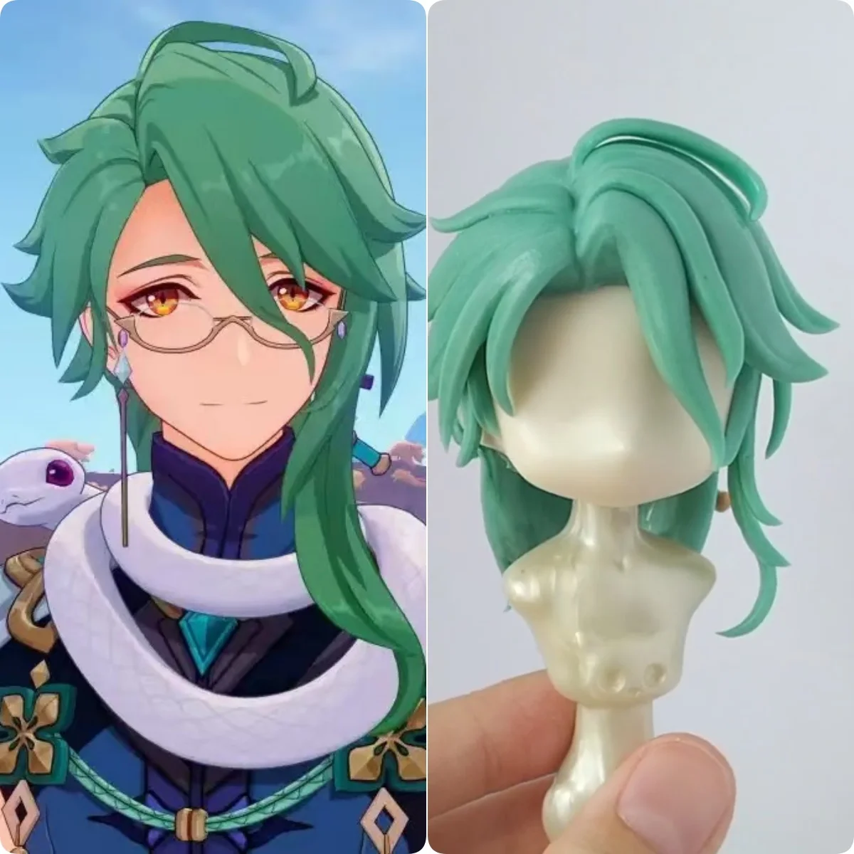 Commission Request Baizhu Ob11 Ob22 Doll Head Handmade Hair Open Eyes Face Anime Game Cartoon Cosplay Accessories