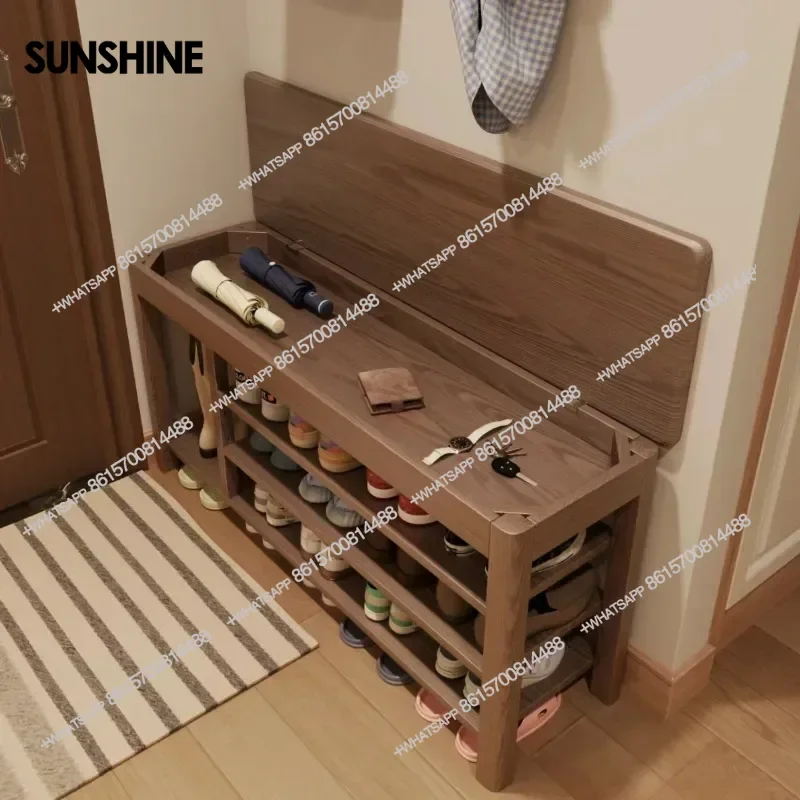

Shoe Cabinets Multifunctional Footstool Door Soft Seat Cushion Rack Shoe Bench Home Living Room Furniture 3 Flip Shoe Organizer