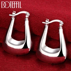 DOTEFFIL 925 Sterling Silver Classic Smooth U Shape Earrings Charm Women Party Gift Fashion Wedding Engagement Jewelry
