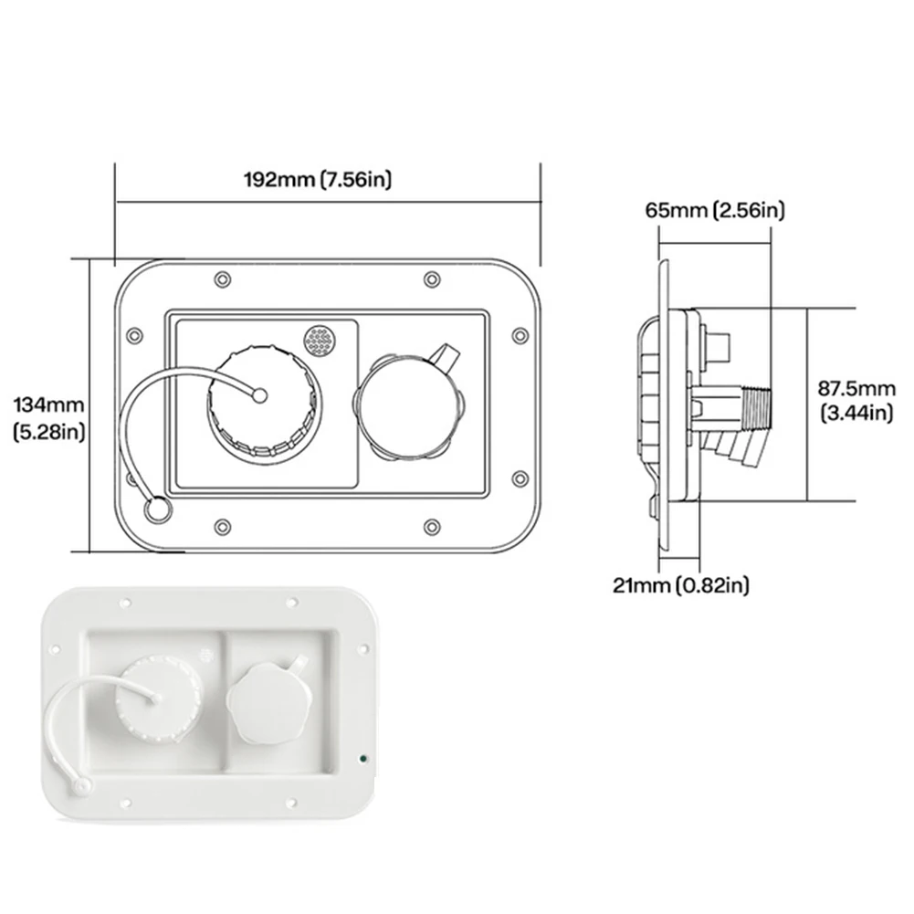 Camping Water Refill White,Black Gravity Fill Port Stainless Steel Filter Brewing RV Water Inlet External Wall Mount