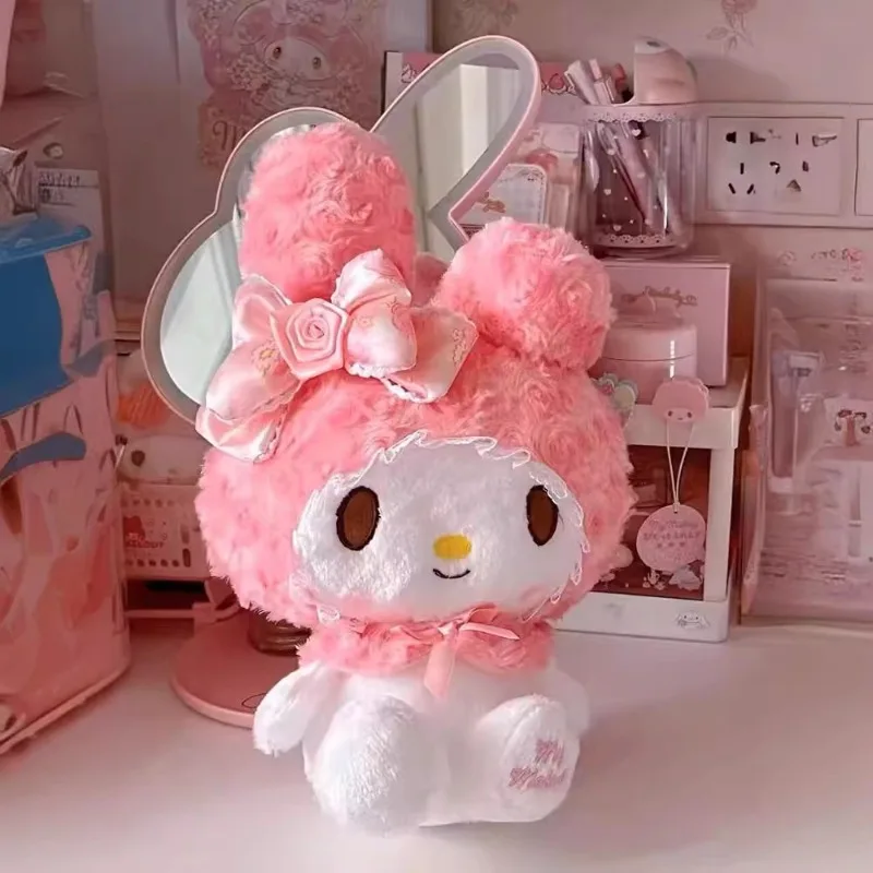2025 Sanrio Rose Series Plush Doll Kawaii Hello Kitty MyMelody Pillow Backpack Pendant Cartoon Kuromi Children's Birthday Gift