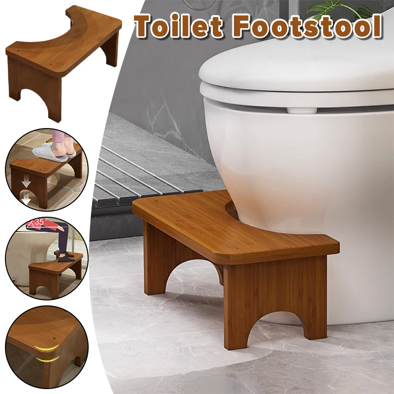 

Bamboo Toilet Squat Stool Wide and Stable Bathroom Potty Stool Sturdy Squatting Toilet Stool for Adults Children Portable Design