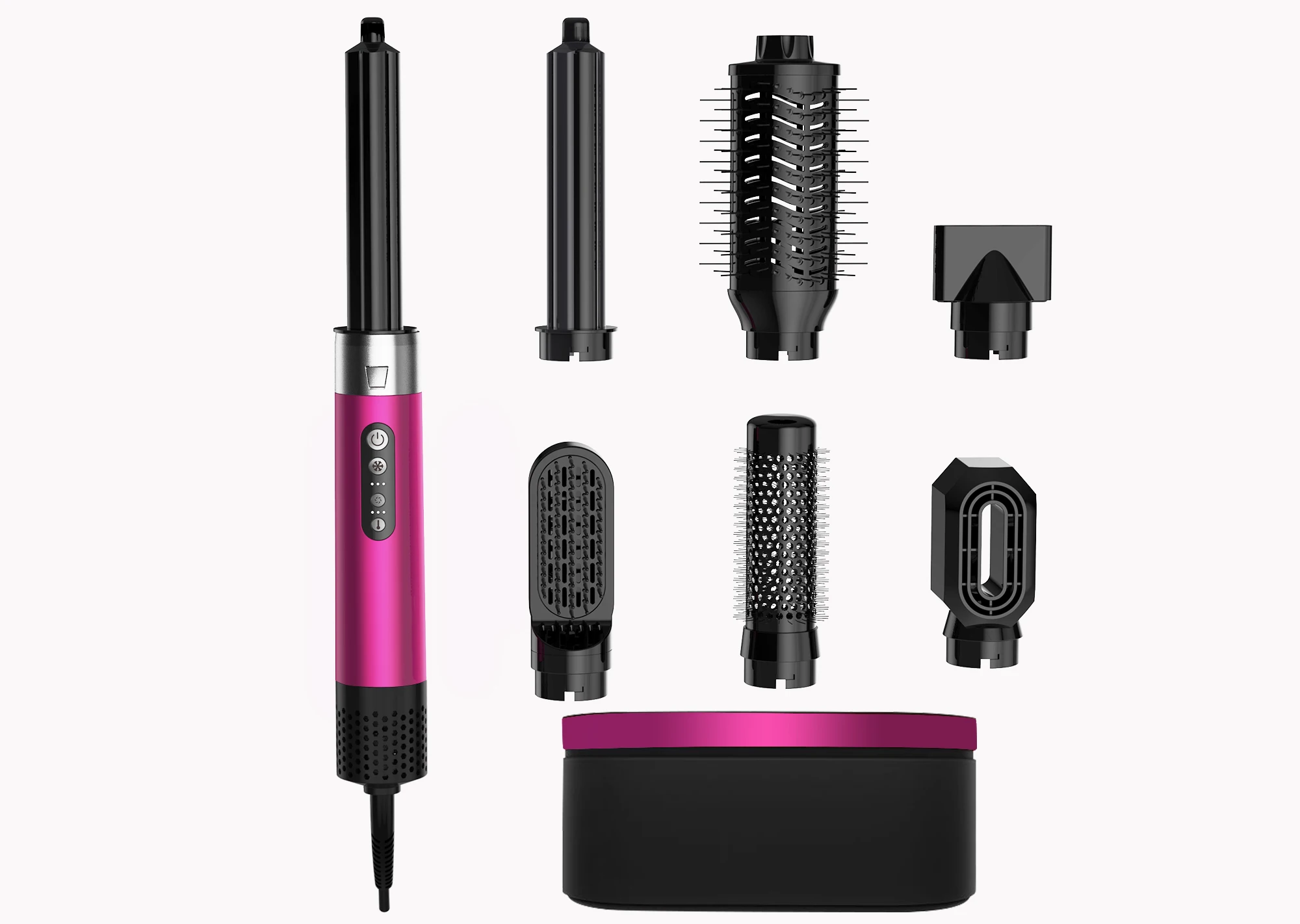 2025 New 7-in-1 1200W BLDC Motor Hot Air Hair Dryer Brush with Diffuser Nozzle 3 Speed Settings for Home Salon or Hotel Use