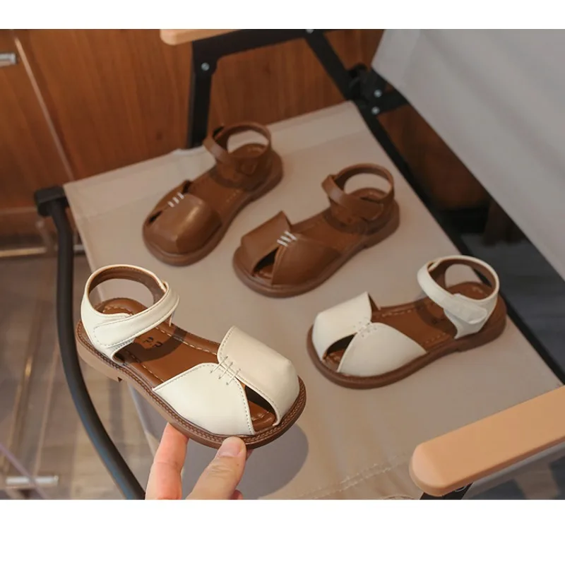 Children's Casual Shoes with Fashionable Color Blends Flat Heel Summer Lightweight Soft Sole Anti-slip Toe Cap Cool Sandals