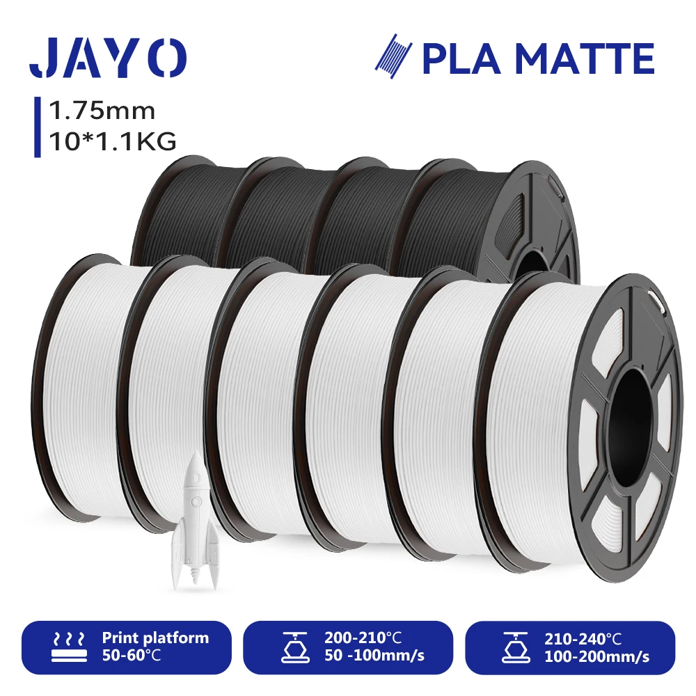 JAYO PLA Matte 3D Printer Filament 1.75mm+/-0.02mm 5/10Rolls 100% No Bubble Non-toxic3D Printing Materials for 3D Printer& Pen image 3