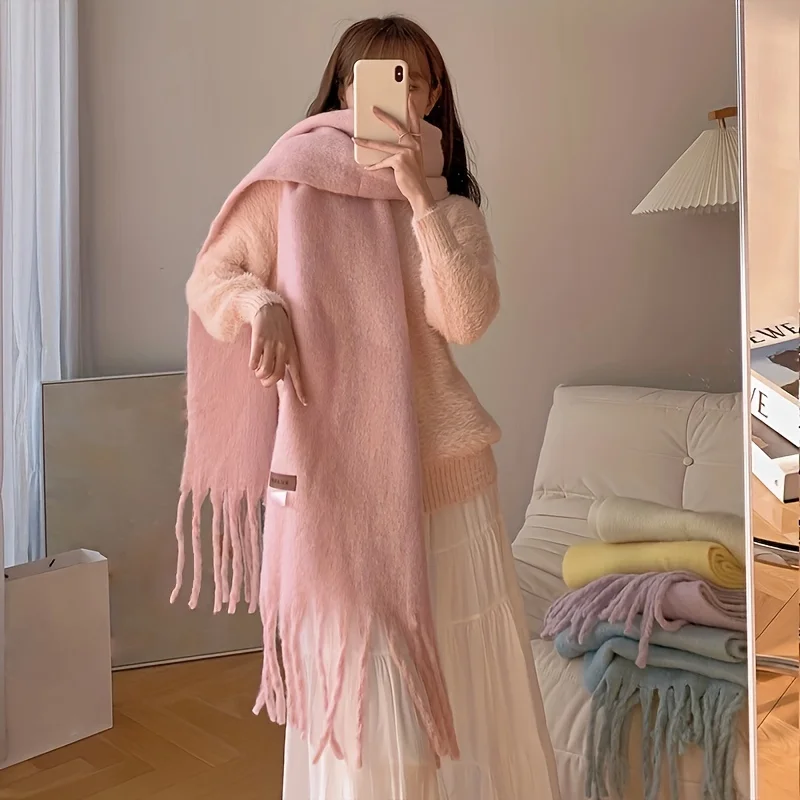 Dream macaroon color matching scarf winter soft soft soft comfort imitation cashmere long neck scarf