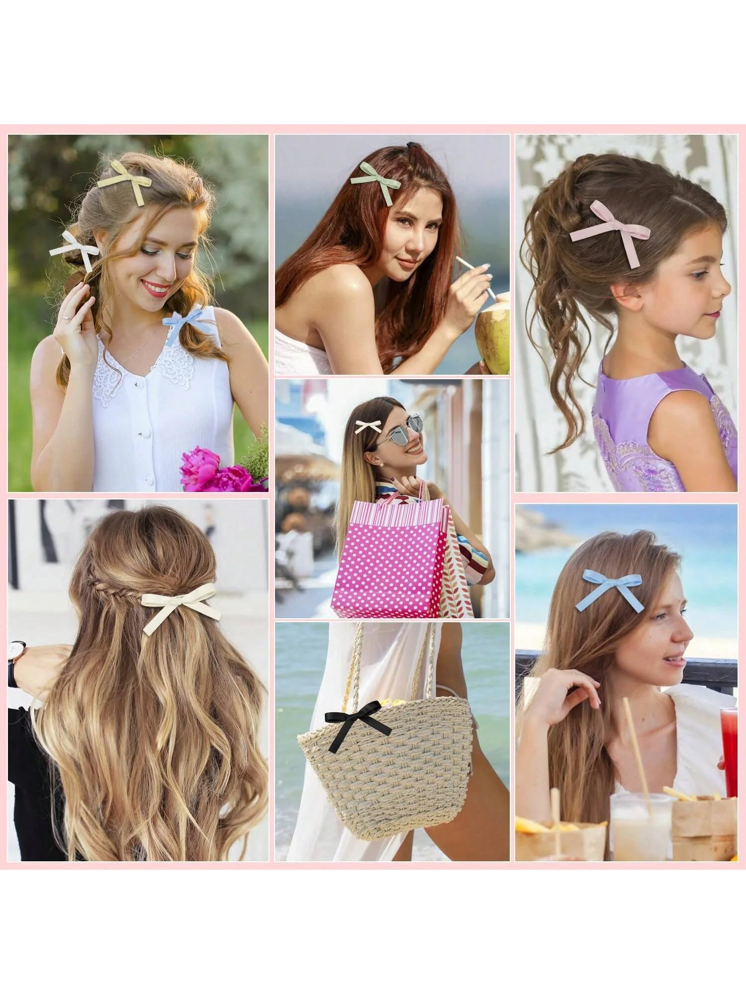 12 little bow ribbon hair accessories cute hair clips Alligator clips for women girls toddlers