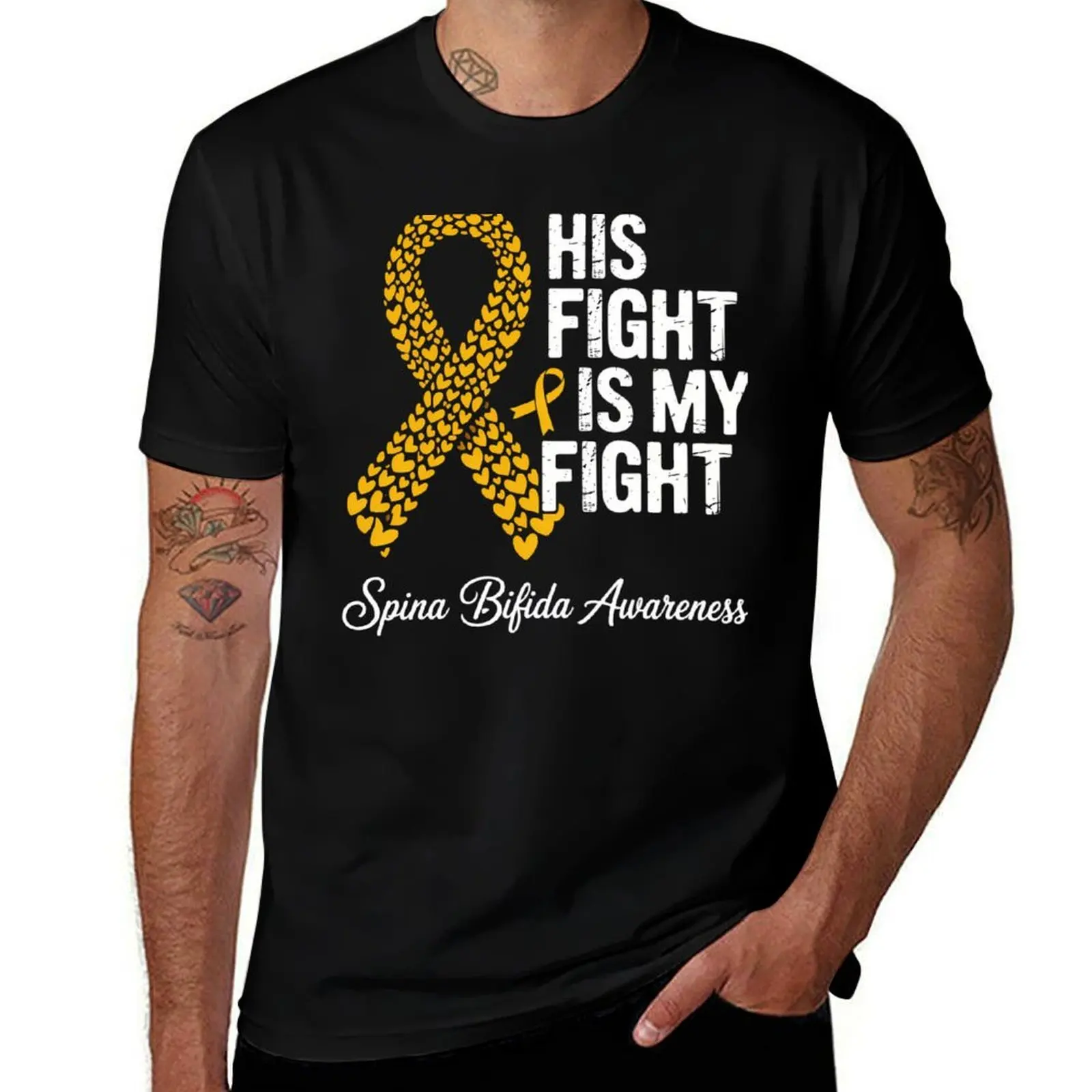 Футболка Spina Bifida Awareness His Fight Is My Fight Support, футболка с аниме, синий замок, винтажная футболка с рисунком, мужская футболка Футболка Spina Bifida Awareness His Fight Is My Fight Support, футболка с аниме, синий замок, винтажная футболка с рисунком, мужская футболка