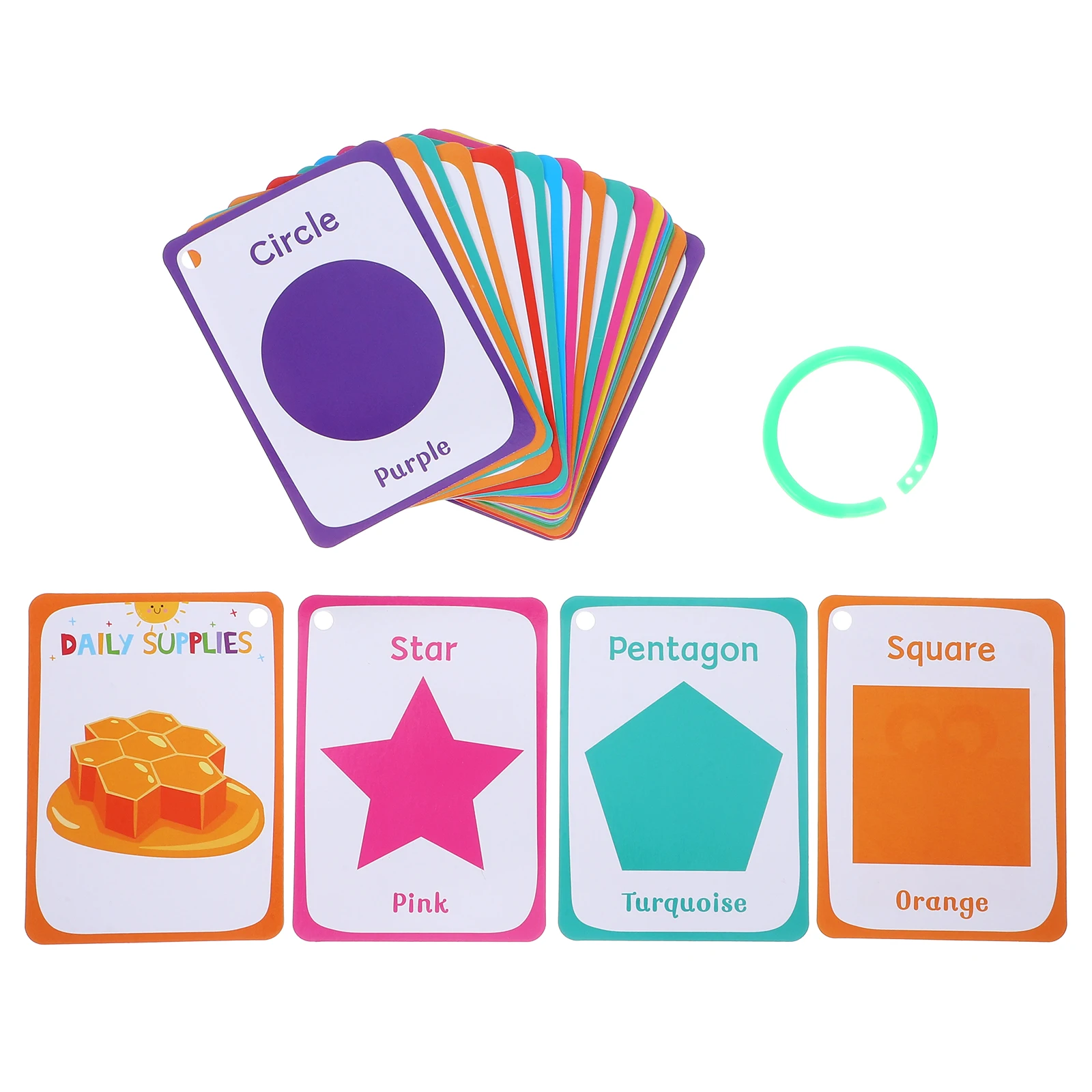 

49pcs Early Education Cognitive Cards Bright Shapes Learning Flashcards Kids Toddler Baby Portable Montessori Sensory