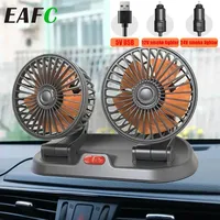 EAFC 5V 12V 24V Car Fan Dual Head Air Cooling Fan 360° Adjustable USB Mini Protable Auto Air Fan Low Noise Car Accessories