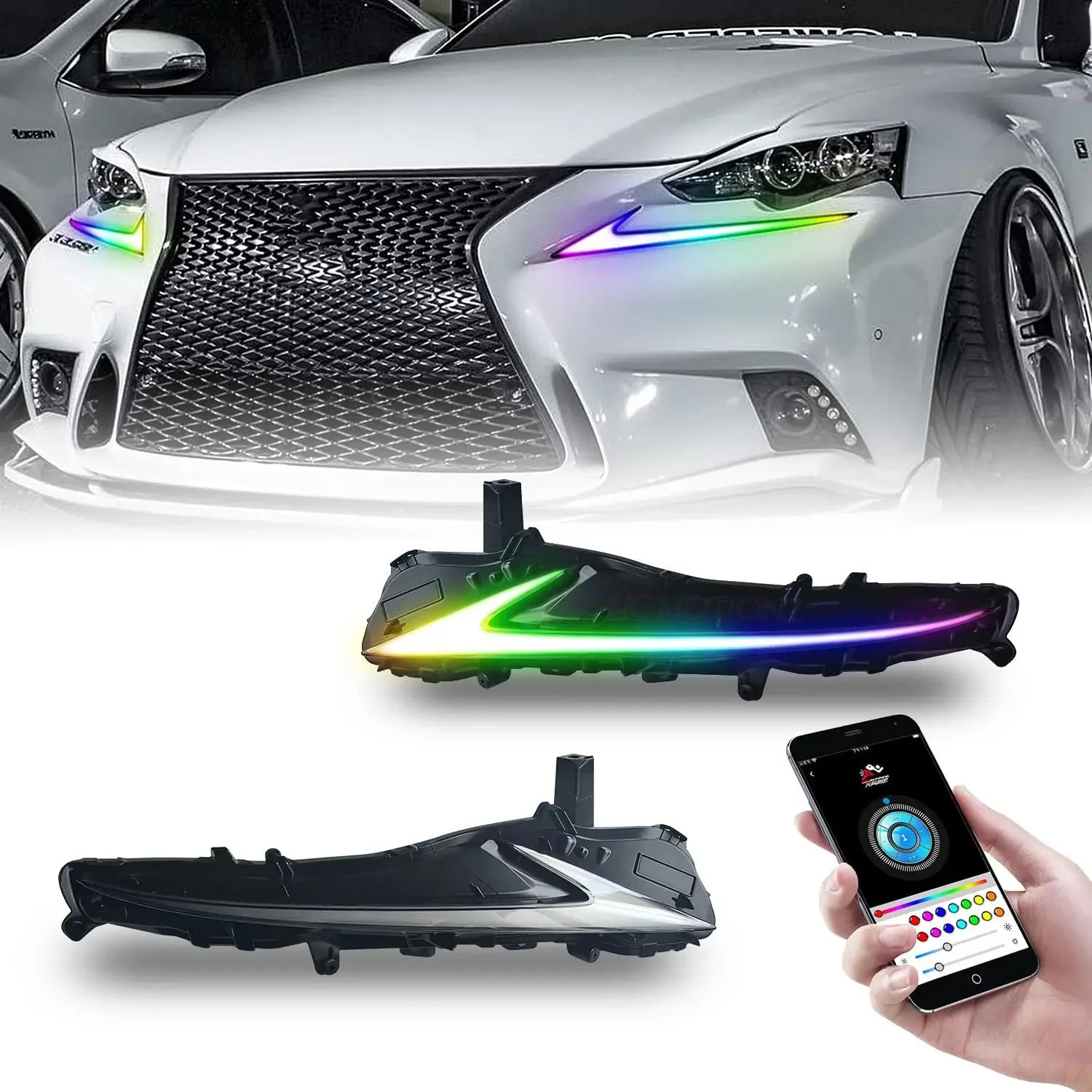 

RGB LED daytime running light for Lexus is200t/250/350/300 2013 2014 2015 2016 start-up animation with sequential turn signal