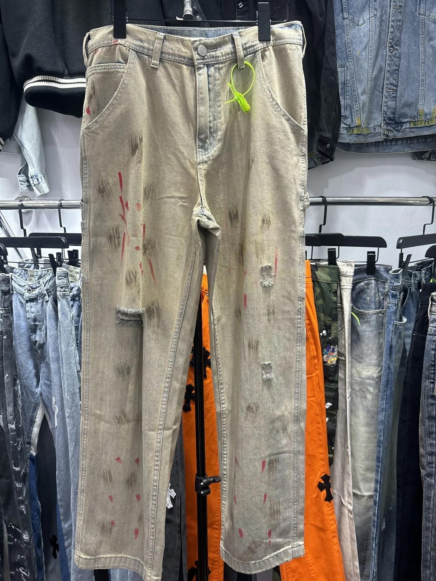 

Винтажные мужские джинсы Waed Distred в американском стиле со средней талией, рваные джинсы с ножом, повседневные, удобные, свободный крой