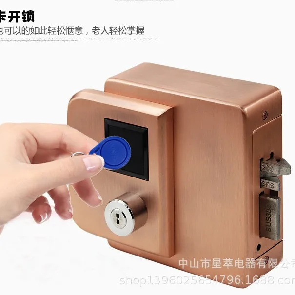 Stainless steel outdoor rainproof IC swipe card remote control fingerprint door lock electronic door lock electronic control