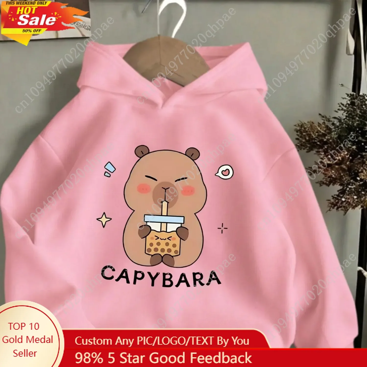 

New Children's Cartoon Cute Adorable Capibara Autumn Winter Fashion Trend Boys Girls Playful Loose Soft Comfortable Warm Hoodies