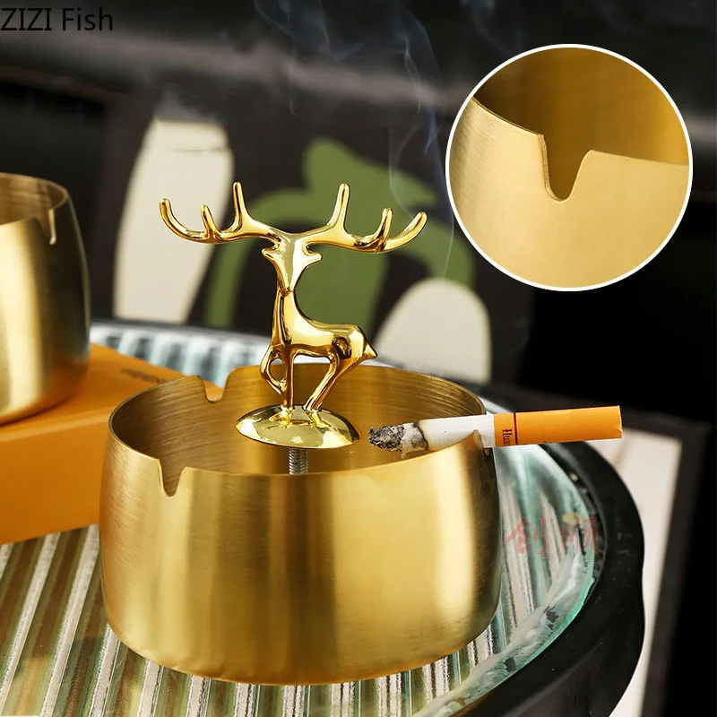 Minimalist Golden Deer Ashtray Smoking Accessories for Weed Ash Tray Gold Plated Stainless Steel Ashtrays Gifts for Boyfriend