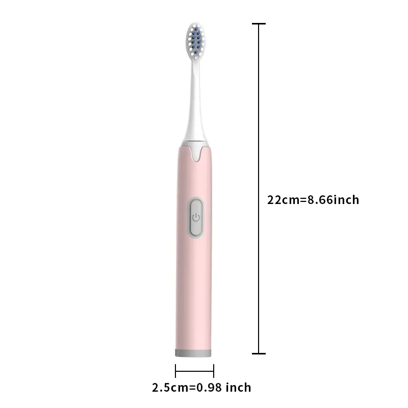 Adult Electric Toothbrush Smart Brushing IPX7 Waterproof Oral Care Whitening Replaceable Brush Head (Batteries Not Included)