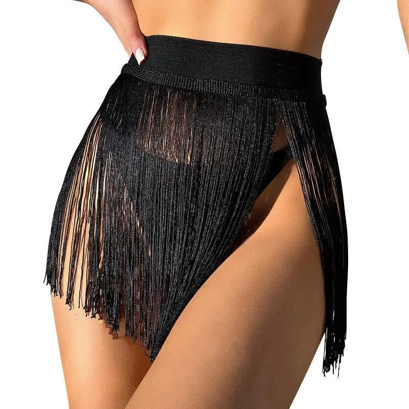 Sexy Women High Waist Fringe Tassels Skirts Solid Summer Mini Skirt Ladies Girls Party Punk Rock Costume Clubwear