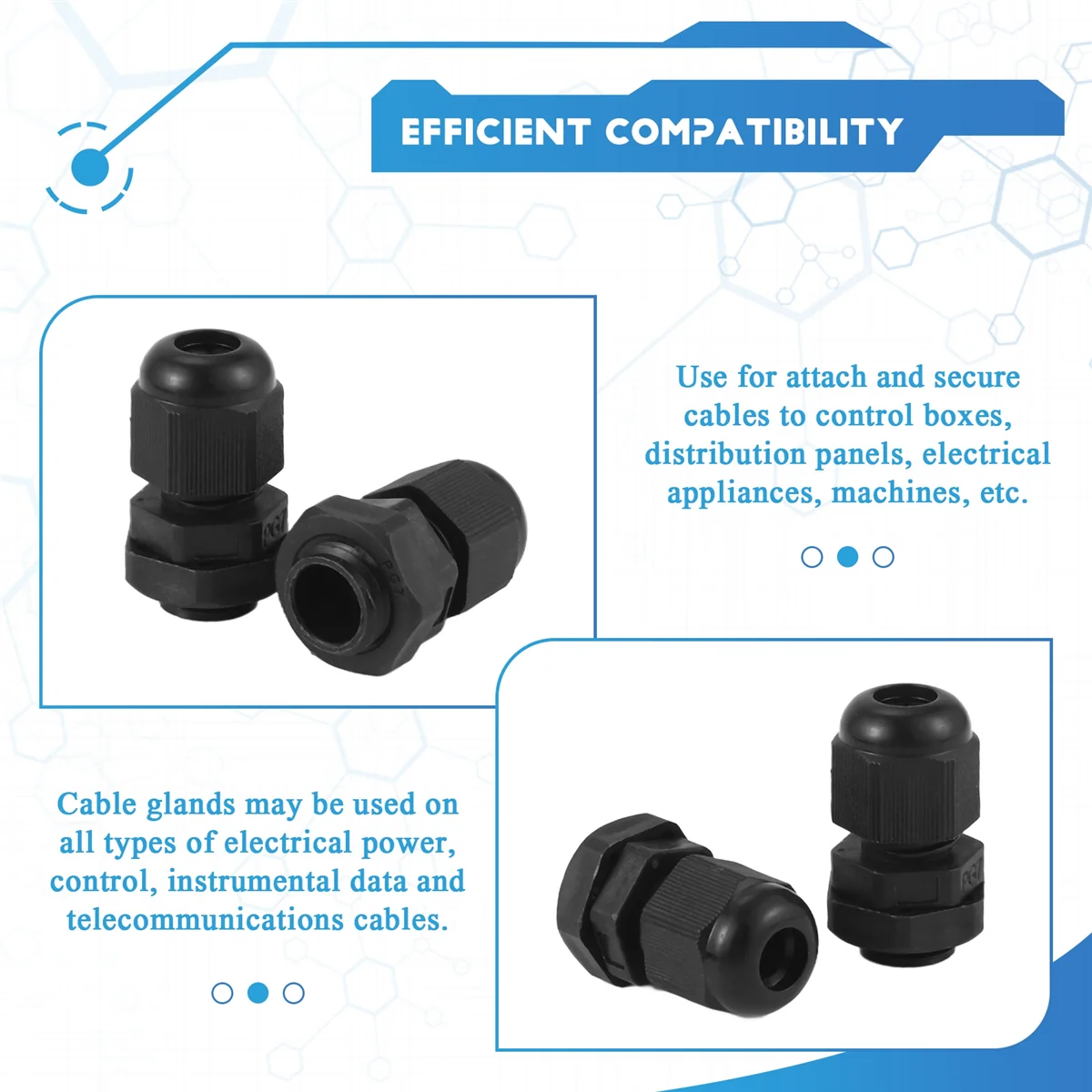 Hot sale PG7 Black Nylon Waterproof Strain Relief,Cord Grip,Cable Gland 3.5-6 mm 50pcs