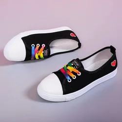 2024 Women Casual Shoes New Spring White Sneakers Fashion Trend Black and White Flat Shoes Youth Campus Girl