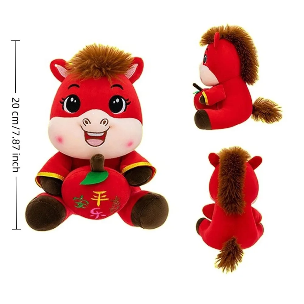 Peluche cheval chinois mascotte Animal en peluche 20 cm peluche Animal jouet nouvel an bénédiction Souvenir année chinois du cheval