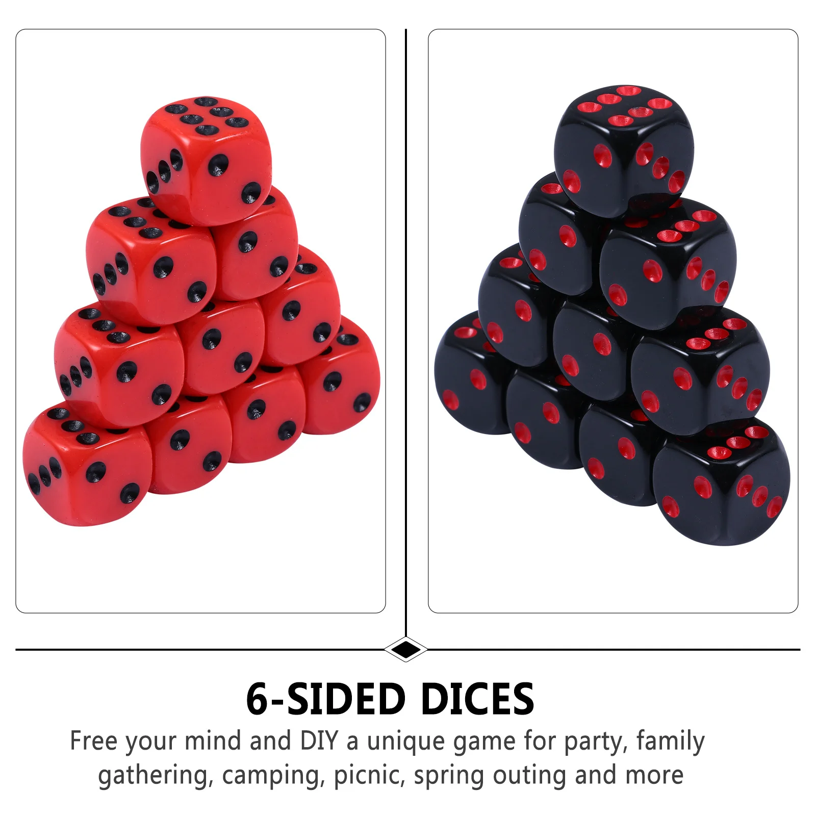 

24pcs 6-Sided Acrylic Set For Party Family Gathering Bar Playing Novelty Solid Dices Rounded Corner Design