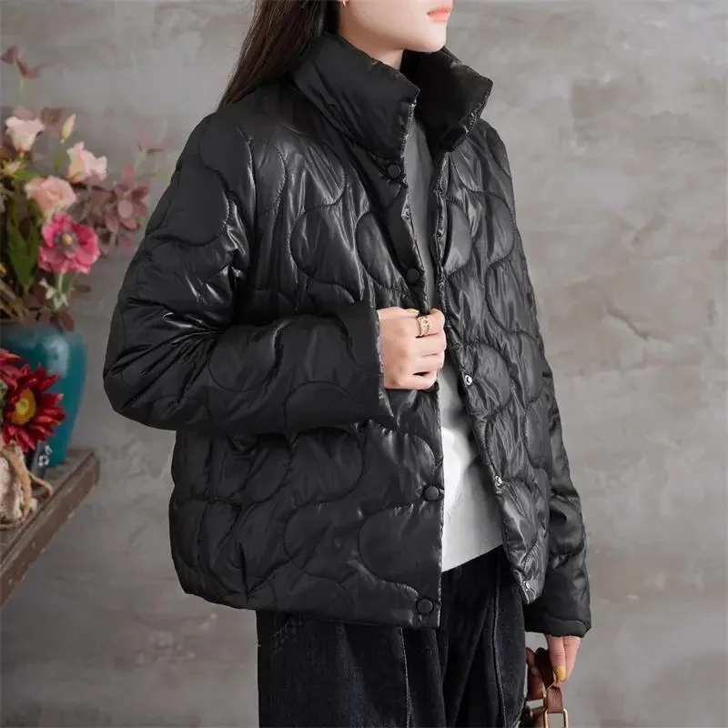 

2022Winter New Padded Jacket Down Padded Jacket Women Stand Collar Loose Parkas All-Match Outerwear Thick Puffer Coat Female Top