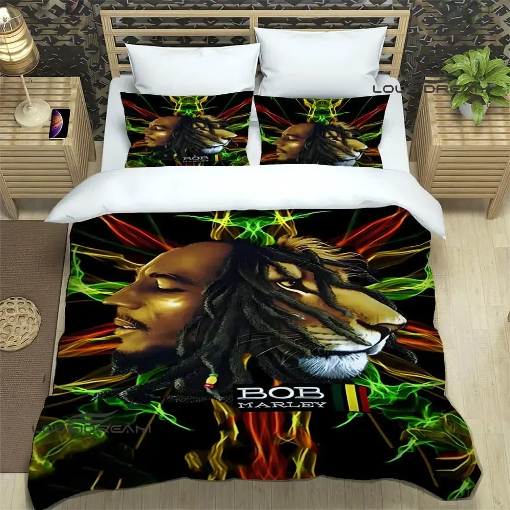 Bob Marley Lion Maple Leaf Bedding Sets exquisite supplies set duvet cover bed comforter set bedding set luxury birthday gift